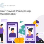 Cartoon of people video chatting with money and charts in the background_concept for payroll